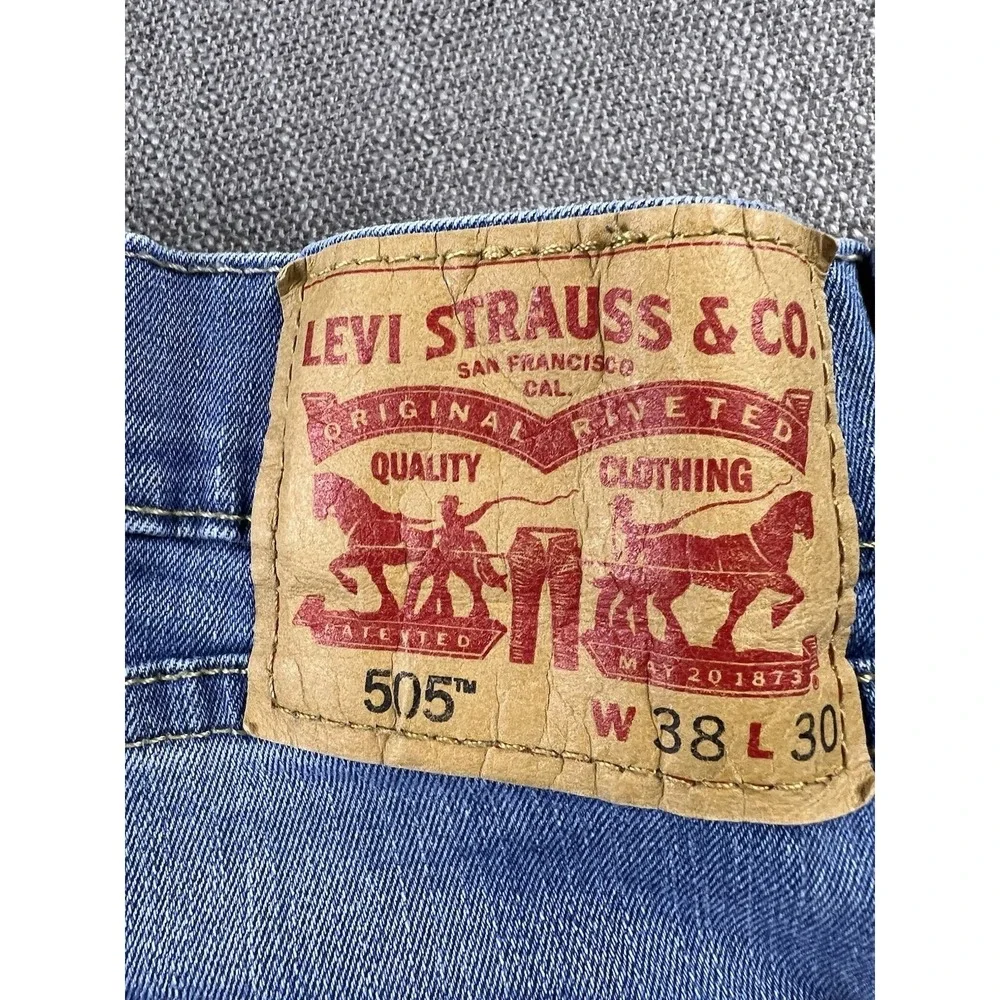 Levi's‎ 505 Jeans Men's 38x30 Blue Straight Stretch Biker Casual